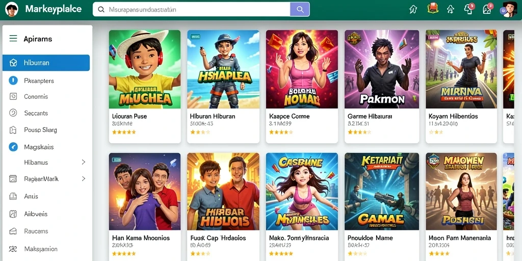 Screenshot menunjukkan pilihan permainan lotere yang beragam.